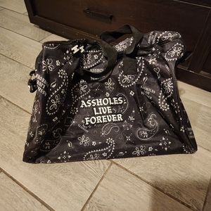 Assholes Live Forever emotional baggage duffel bag